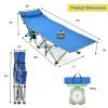 Folding Camping Cot with Side Storage Pocket Detachable Headrest