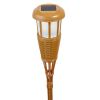 LED Island Torches, Dusk-to-Dawn Dancing Flame Outdoor Landscape Lighting, Bamboo Finish, 4-Pack