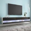 180 Wall Mounted Floating 80 inches TV Stand with 20 Color LEDs