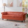 84.65" Rolled Arm Chesterfield 3 Seater Sofa.