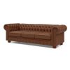 Classic Chesterfield Sofa Brown Faux Leather