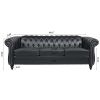 84.65" Rolled Arm Chesterfield 3 Seater Sofa.