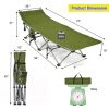 Folding Camping Cot with Side Storage Pocket Detachable Headrest